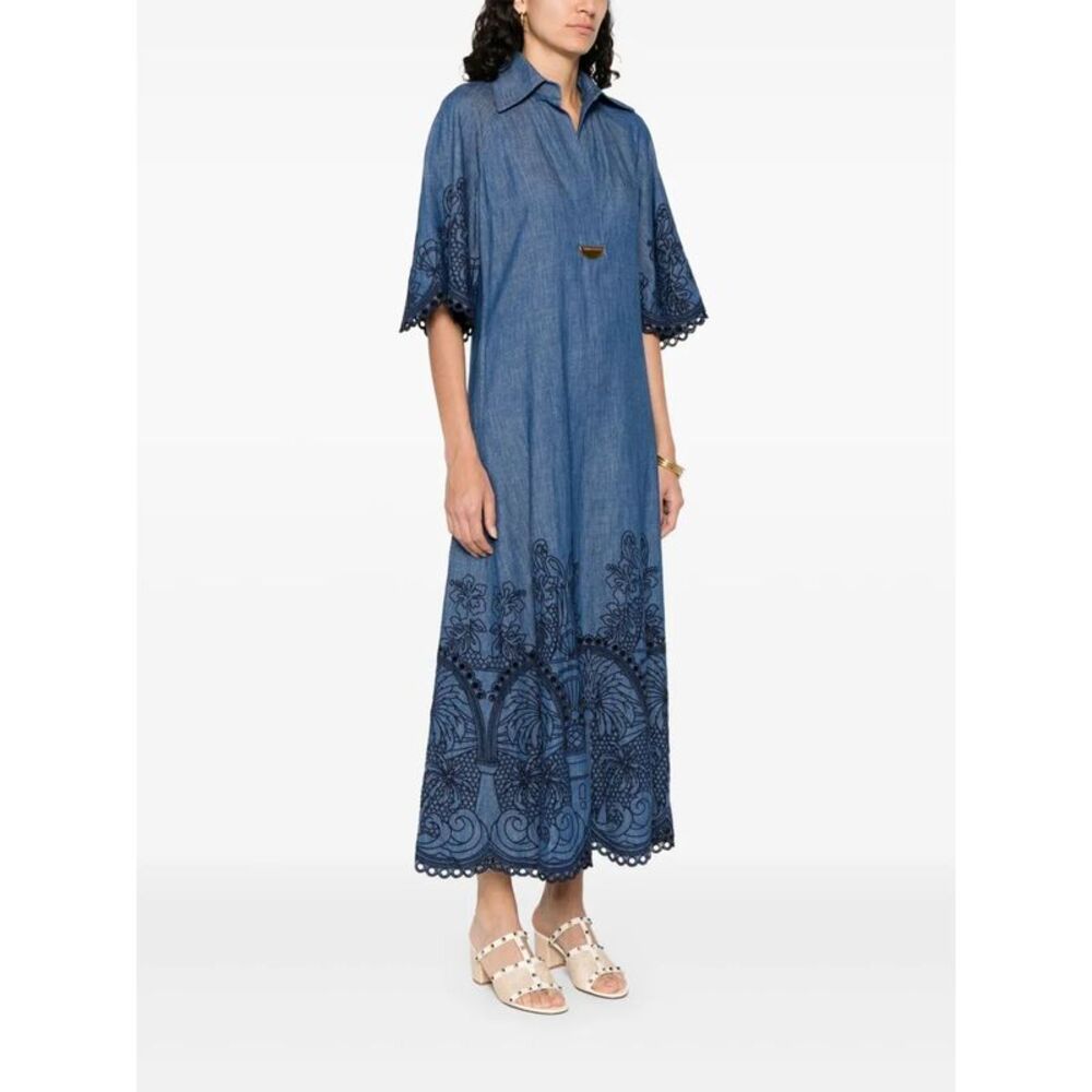 Zimmermann Women Coco Embroidered Denim Long Dress - Picture 3 of 5